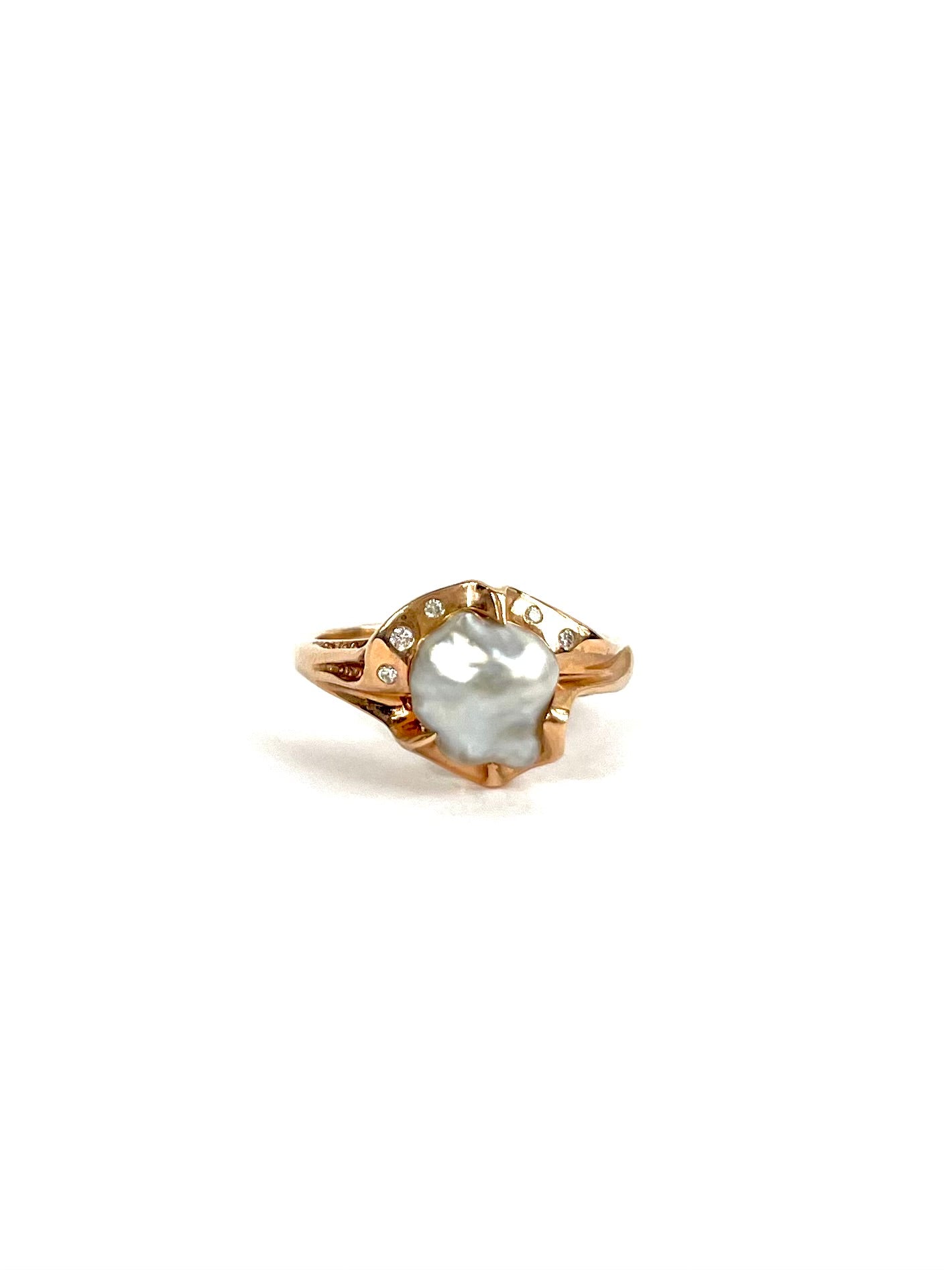 Keshi Pearl Ring Rose Gold Rose Keshi Ring –